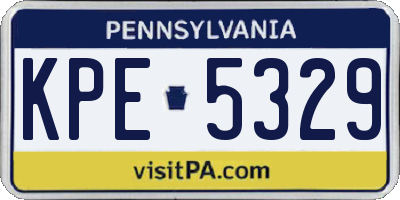 PA license plate KPE5329