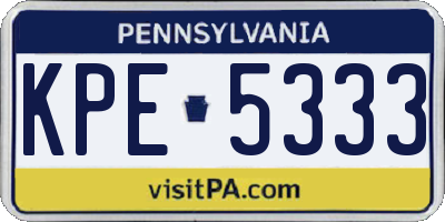 PA license plate KPE5333