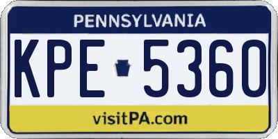 PA license plate KPE5360