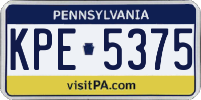 PA license plate KPE5375