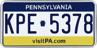 PA license plate KPE5378