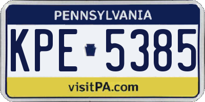 PA license plate KPE5385