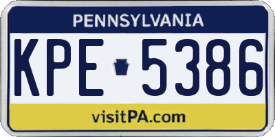 PA license plate KPE5386