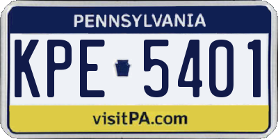 PA license plate KPE5401