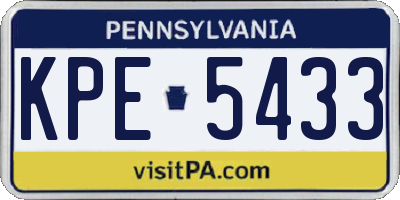 PA license plate KPE5433