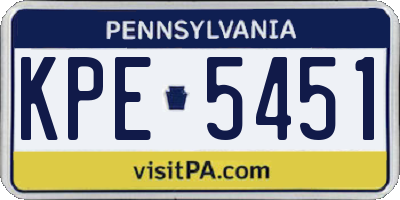 PA license plate KPE5451