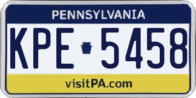 PA license plate KPE5458
