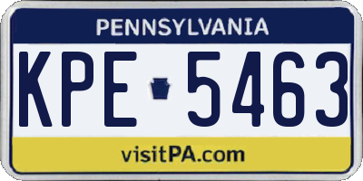 PA license plate KPE5463