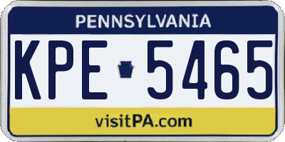 PA license plate KPE5465