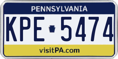PA license plate KPE5474