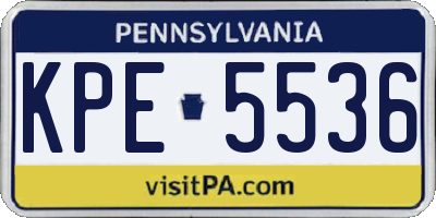 PA license plate KPE5536