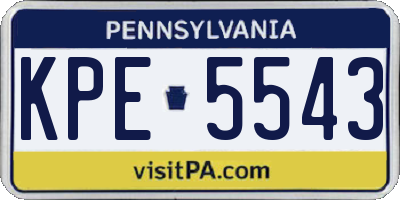 PA license plate KPE5543