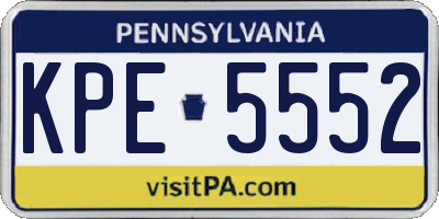 PA license plate KPE5552