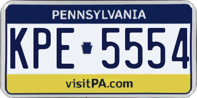 PA license plate KPE5554