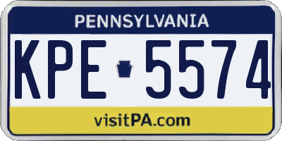 PA license plate KPE5574