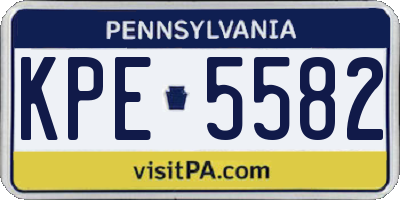 PA license plate KPE5582