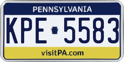 PA license plate KPE5583