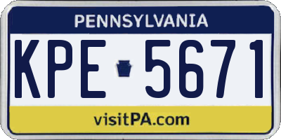 PA license plate KPE5671