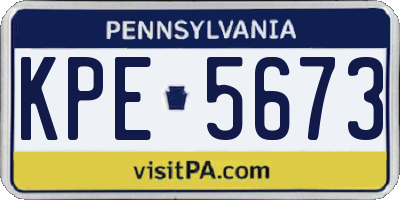 PA license plate KPE5673