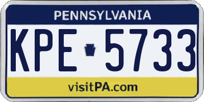 PA license plate KPE5733