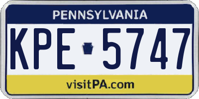 PA license plate KPE5747