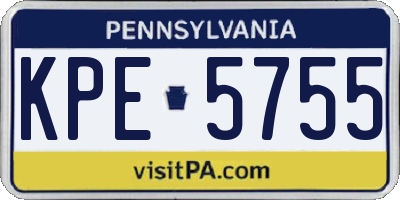 PA license plate KPE5755