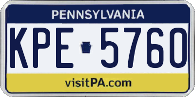 PA license plate KPE5760