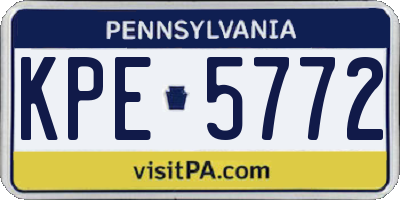 PA license plate KPE5772