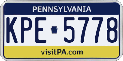 PA license plate KPE5778