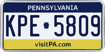 PA license plate KPE5809