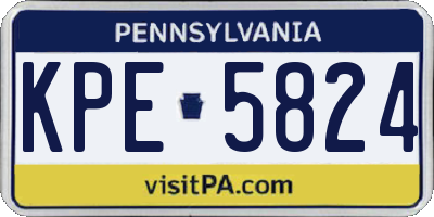 PA license plate KPE5824