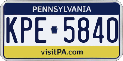 PA license plate KPE5840