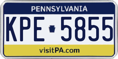 PA license plate KPE5855