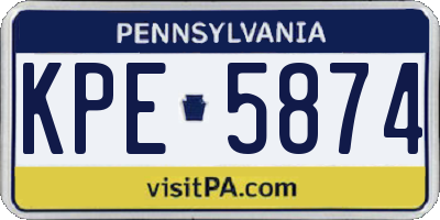 PA license plate KPE5874