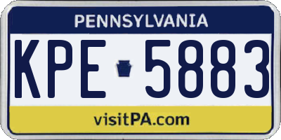 PA license plate KPE5883