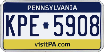 PA license plate KPE5908