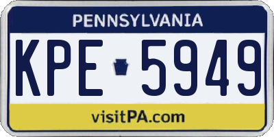 PA license plate KPE5949