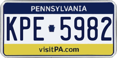 PA license plate KPE5982