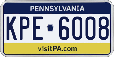 PA license plate KPE6008