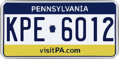 PA license plate KPE6012
