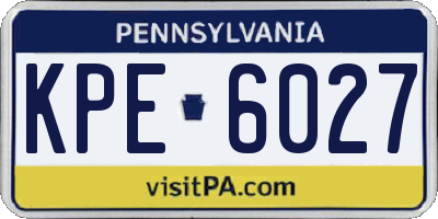 PA license plate KPE6027