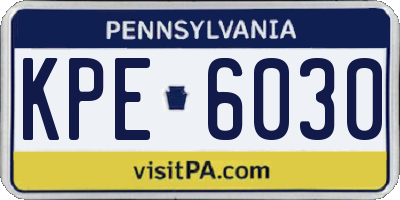 PA license plate KPE6030