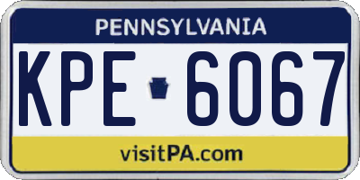 PA license plate KPE6067