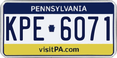 PA license plate KPE6071