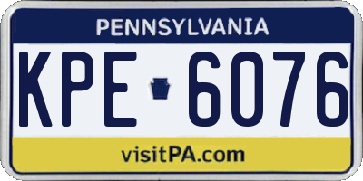 PA license plate KPE6076