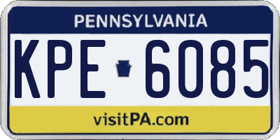 PA license plate KPE6085