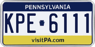 PA license plate KPE6111