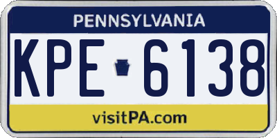 PA license plate KPE6138