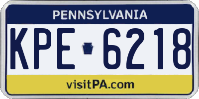 PA license plate KPE6218