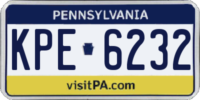 PA license plate KPE6232